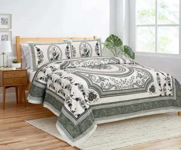 Grey_Cotton_Kaleen_Floral_Double_Bedsheet_With_Pillow_Cover_100_X_108_Cm